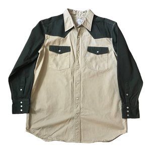 Carhartt Pearl Snap Tan & Gray Heavy-weight Long Sleeve Shirt Size XL